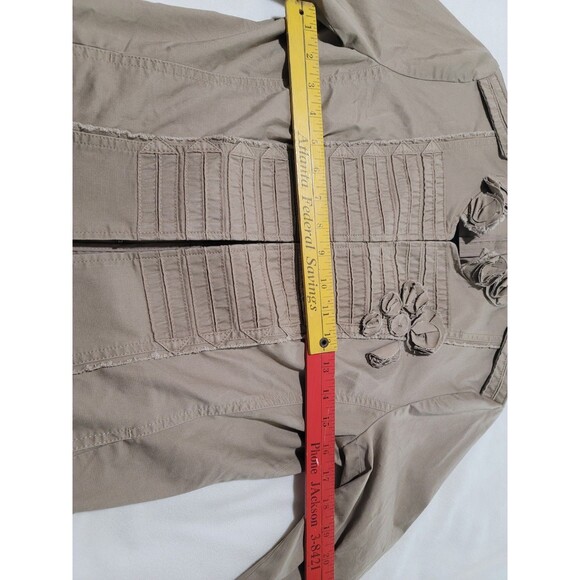 White House Black Market Military Khaki Jacket 6 Nehru Collar 70s Vibe - Picture 12 of 13